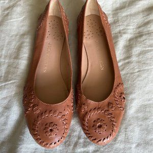 Jack Rogers Brown Leather Braided Woven Flats